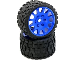 Scorpion Belted Monster Truck Tires / Wheels w 17mm Hex (2) Blue photo