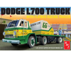 1/25 1966 D0DGE L700 Truck Flatbed Racing Trailer Plastic Model  photo