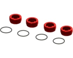 ALUMINUM FRONT HUB NUT RED 4PCS INC. O-RINGS photo