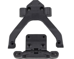RC10B6.4 FT Front Top Plate and Ballstud Mount angled carbon photo