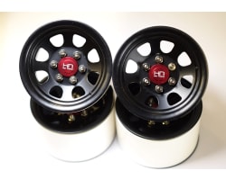 Black Steel 2.2 Beadlock 6-Lug Wagon Wheels 12mm Hex (4) photo