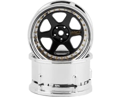 Drift Element 6 Spoke Drift Wheels (Black & Chrome w/Gold Rivets photo