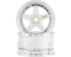 Drift Element 5 Spoke Drift Wheels (White & Chrome w/Gold Rivets photo