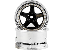 Drift Element 5 Spoke Drift Wheels (Black & Chrome w/Gold Rivets photo