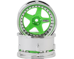 Drift Element 5 Spokes Drift Wheel Flu Green/Chrome Lip/Blk rivt photo
