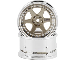 Drift Element 6 Spoke Drift Wheels (Gold & Chrome w/Gold Rivets) photo