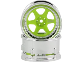 Drift Element 6 Spoke Drift Wheel (Green Face/Chrome Lip/Chrome photo