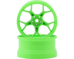 Feathery Split Spoke Drift Wheels (Flu Green) (2) (8mm Offset) photo