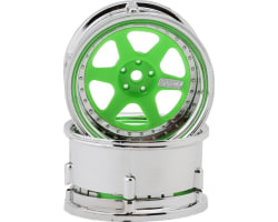 Drift Element 6 Spokes Drift Wheel (Flu Green/Chrome Lip & Rivet photo