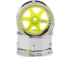 Drift Element 6 Spokes Drift Wheel (Flu Yellow/Chrome Lip & Rive photo