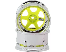 Drift Element 6 Spokes Drift Wheel (Flu Yellow/Chrome Lip/Black photo