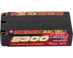7.6V 5300mAh 2S 140C LiHV Shorty 5.0mm bullet Redline 2.0 photo