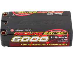 7.6V 6000mAh 2S 140C LiHV Shorty 5.0mm bullet Redline 2.0 photo