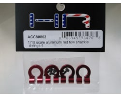 1:10 Scale Aluminum Red Tow Shackle D-Rings (4) photo