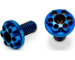 Titanium Finnisher 3x6mm Motor Screws Blue 2pc Fits 1/10th O photo