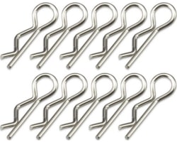 Silver bent Body Clips 17.2mm long 1mm wire (10) photo