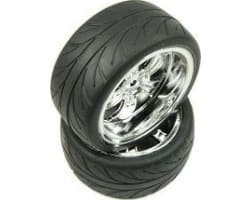 Losi Mounted RR 5-Spoke Wheel Tires 54x30mm Chrome (2) photo