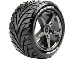 T-Rocket 1/8 Off-Road Truggy Tires 0 Offset 17mm On Black Chro photo