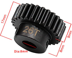 26t Steel Mod 1 Pinion Gear 8mm Bore photo
