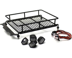 1/10 Scaler Metal Mesh Roof Rack, Oval Lights - Black photo