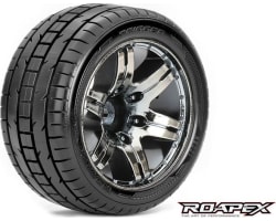 Trigger 1/10 Stadium Truck Tire Chrome Black Wheel with 0 Offset photo