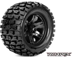 Tracker 1/10 Monster Truck Tire Black Wheel with 0 Offest 12mm H photo