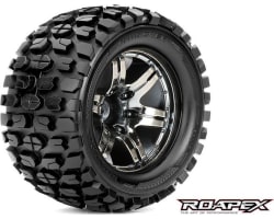 Tracker 1/10 Monster Truck Tire Chrome Black Wheel with 0 Offset photo