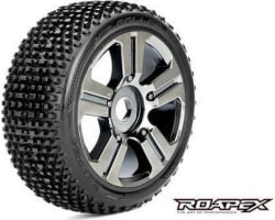 Roller 1/8 Buggy Tire Chrome Black Wheel with 17mm Hex Mounted photo