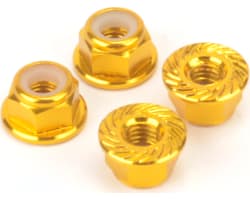 M4 Aluminum Serrated Nyloc Nuts - Gold - 4 Pieces photo