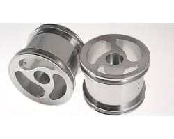 Losi Mini-T 1.0 Aluminum Silver Front 3 Spoke Swirl Wheels (2) photo