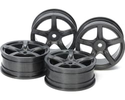 RC 24mm Med Narrow 5 Sp Wheels - Black Offset 0 (Hard) 4 pieces photo