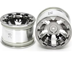 Tamiya T3-01 Wheels for Rear Wide Semi-Slick Tires Chrome Plated photo