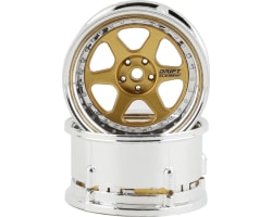Drift Element 6 Spoke Drift Wheels (Gold & Chrome w/Gold Rivets) photo