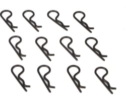 Black Body Clips 25mm long 1.25mm wire (12) photo