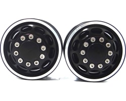 Black Aluminum 1/14 Tamiya Tractor Front Wheels photo