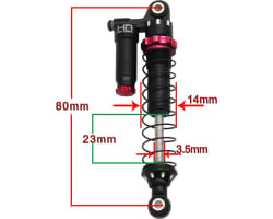 Black 80mm Adjustable Piggyback Shocks UTB18 photo