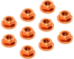 aluminum nut m4 with serrated flange - orange 10 photo