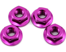 4mm Aluminum Serrated Flanged Nut (Purple) (4) photo