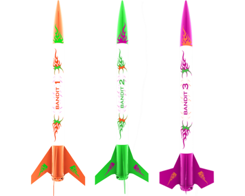 3 Bandits Flying Model Rocket kits 10.8 to 11.1 inch 1/2-A photo