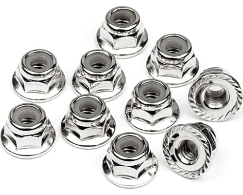 Serrated Flange Lock Nut M4 Silver Blitz (10) photo