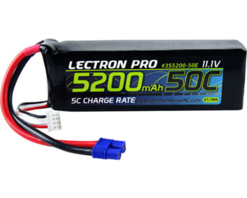Lectron Pro 11.1v 5200mah 50c LiPo Battery with Ec3 Connector photo