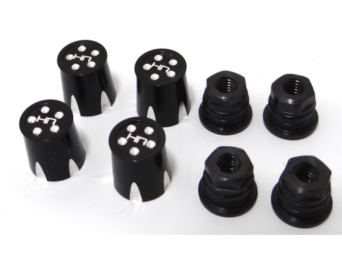 discontinued Aluminum Wheel Nut Caps and M4 Nuts (Black)(4) - Fl photo