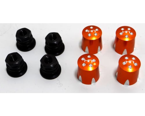 discontinued Aluminum Wheel Nut Caps and M4 Nuts (Orange) (4) - photo