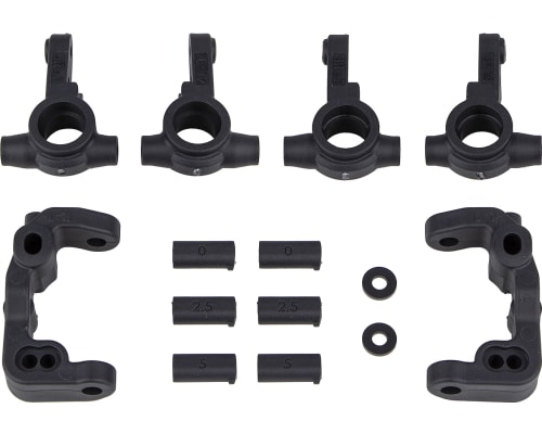 RC10b6.4 -1mm Scrub Caster and Steering Blocks Carbon photo