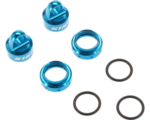 King Shocks Aluminum Caps and Collars Set - 12mm (Blue) (4 piece photo