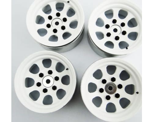 White Steel 1.9 Beadlock 6-Lug Wagon Wheels 12mm Hex (4) photo