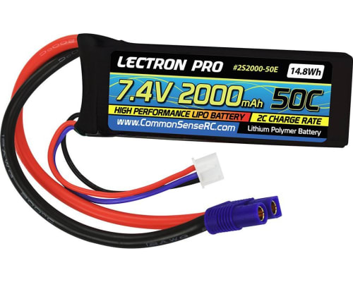 Lectron Pro 7.4v 2000mah 50c LiPo Battery with Ec3 Connector photo