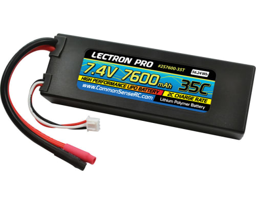 Lectron Pro 7.4V 7600mAh 35C Lipo Battery with Bare Leads photo