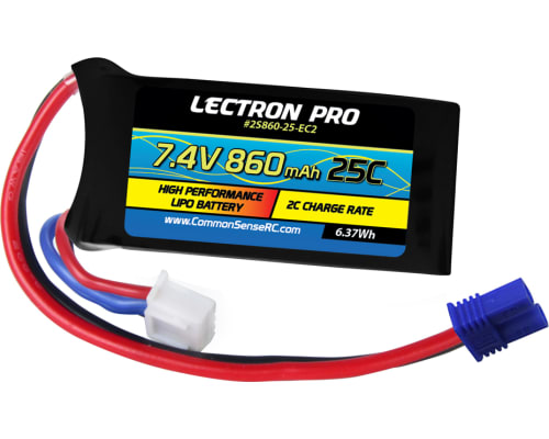 Lectron Pro 7.4V 860mAh 25C LiPo Battery with EC2 photo