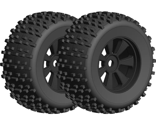 Off-Road 1/8 Monster Truck Tires - Gripper - Glued On Black Rims photo